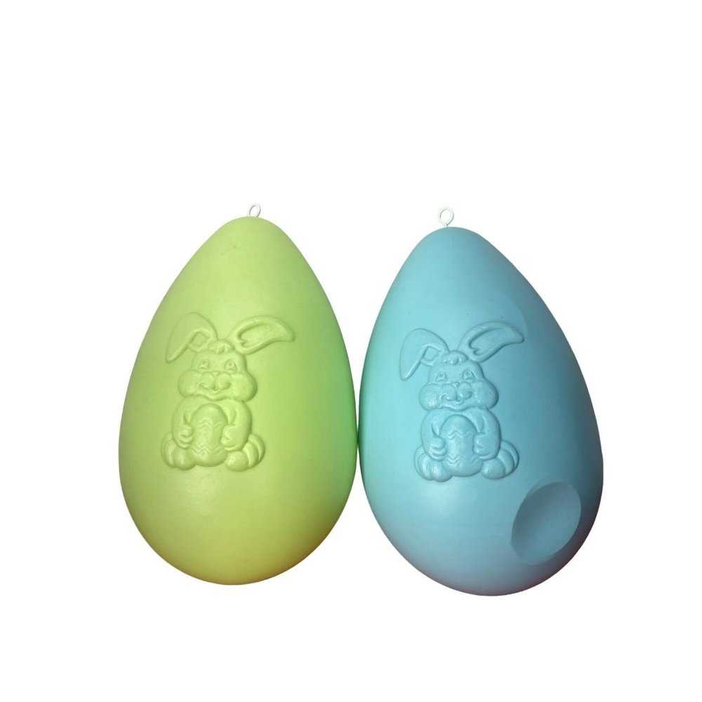 Vtg Grand Venture Easter Eggs Blow Mold 14" Set‎ of 2 Light Blue Green